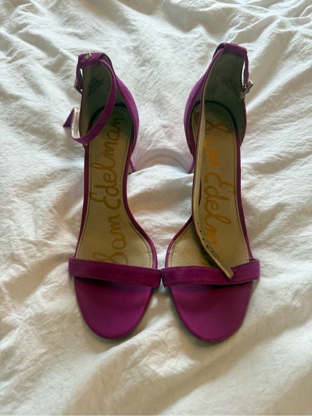 Sam Edelman Magenta Open-Toe Ankle-Strap Heels